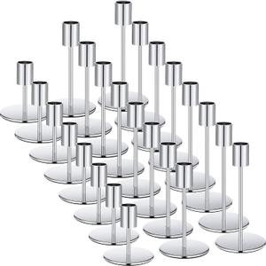 Sieral Candle Holders Bulk Taper Candlesticks Holders Set Modern Decorative Metal Candelabras for Wedding Anniversary Home Dinning Table Centerpiece Xmas Party Decor(Silver,24 Pcs)
