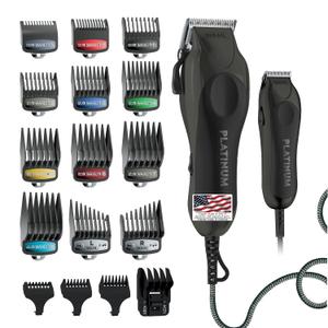 Wahl USA Pro Series Platinum Corded Clipper & Corded Trimmer for Home Haircutting with Color Coded Guide Combs  Model 79804-100