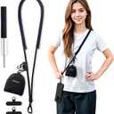 Febcraft Cell Phone Lanyard Crossbody, Anti Theft Phone Strap, with Steel Wire & Lock, Clip and Go Strap for Phone with Wallet Crossbody, Travel Essentials, Commuting, Daily Convenience, Black