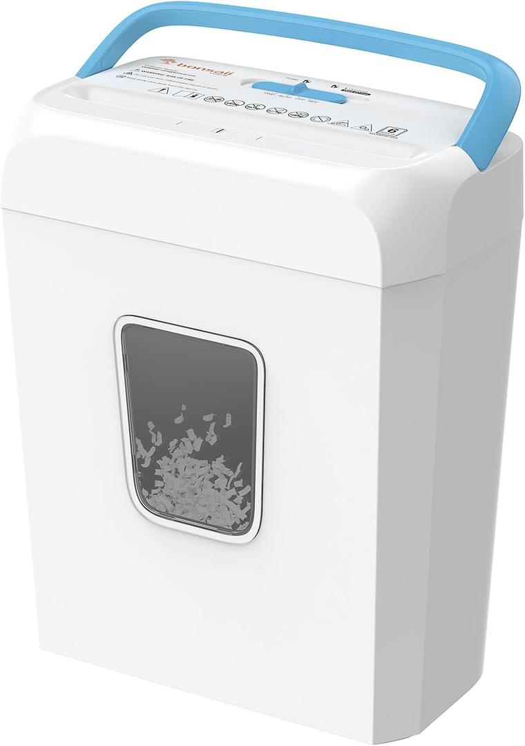 Bonsaii Paper Shredder for Home Use, 3.4 Gal Wastebasket, 6 Sheet Crosscut Paper Credit Cards, Staples, and Clips Shredder for Home Office Use, Portable Handle Design