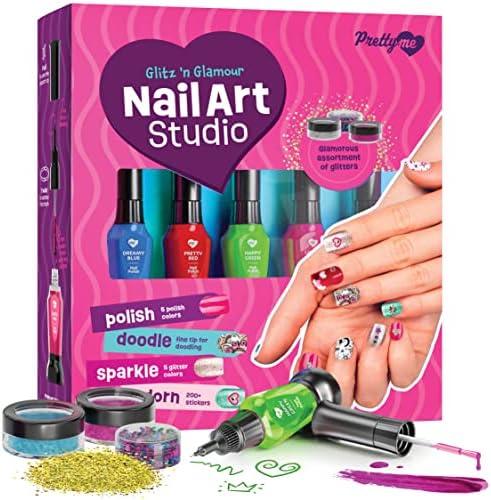 Nail Art Studio for Girls - Easter Gift - Nail Polish Kit for Kids Ages 7-12 Years Old - Girl Gifts Ideas - Gift Set - Girly Stuff - Polish, Pens, Glitter, Stickers, Gems, Filer - 8 9 10 11 12 Year