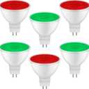 6 Pieces Christmas MR16 LED Bulb 12V 6W Light Bulbs for Christmas Holiday Party Decoration Outdoor Landscape Lighting Party(Red, Green)