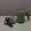 POLIVIAR Electric Gooseneck Kettle, 1350W Electric Tea Kettle Wood Pattern Handle, 34oz Pour Over Electric Kettle for Coffee & Tea, 18/8 Stainless Steel Inner, Temperature Control & Rapid Heating (Green)