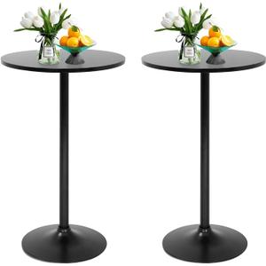 FDW Bistro Pub Table 2 Pack 40 Inch Height Cocktail Table Round Bistro Bar Table for Home and Kitchen Dining (Dark Black)