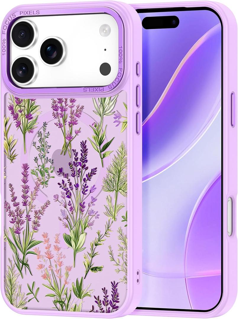 Magnetic for iPhone 17 Pro Case (2025), [Military Grade Drop Protection] [Compatible with MagSafe] Shockproof Slim Translucent Matte Anti-Slip Women Girls Men Phone Cover, Light Purple