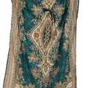 Divine threads -- Women's Kaftan Floral Print/Beach Cover Up/Plus Size V-Neck Loose Kimono Maxi Dress (Green), Size: Plus