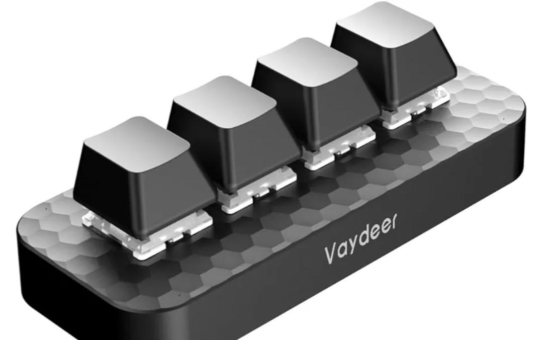 Vaydeer 4 Fully Programmable Keys with Floating Window and Macro Multifunctional Keypad, One-Handed Mechanical Keyboard Support NKRO, Hotkeys, One-Click Start, Compatible with iOS,Windows