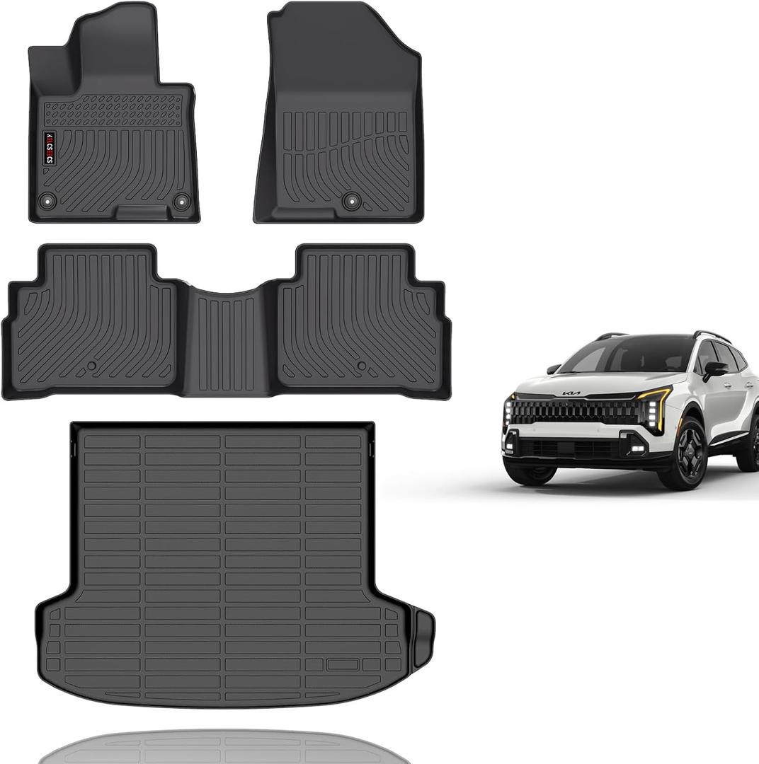 KELCSEECS Floor Mats & Cargo Liner for 2026 Kia Sportage(Not Fit Hybrid) All Weather Car Mats Trunk Mat Kia Sportage Floor Mats Accessories Black