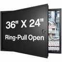 Zonon 24 x 36 Inch Black Crawl Space Access Door Universal Aluminum Skirting Access Panel for Mobile Home Insulated Wall Ceiling Mounted for Drywall Plumbing Electrical Basement (Ring-Pull Open)