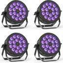 Stage Par Lights, 18X10W RGBW 4-in-1 LED DJ Par Can Light, Full Cast-Aluminum Party Uplight with Strobe Wash Effect by DMX512 & Sound Activated for Wedding Festival Event DJ Live Show - 4 Pack