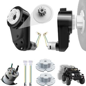 2PCS 24V RS555 35000RPM High-Speed Steel Gears Motor Gearbox for Power Wheels Kids Ride on Car Motor Upgrade,18V-24V Motor Conversion Kit,Coupler for Power Wheels Rubber Tire Upgrade Replacement Parts, 185mm/7.2in