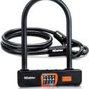 NDakter Bike Locks Heavy Duty Anti Theft, Combo Bike U Lock, 4-Digit Resettable Combination Bicycle Lock, Large U Shaped Ebike Lock with 5Ft Steel Cable for Electric Bike, E scooter, Motorcycle, Door