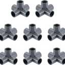uxcell 1/2" PVC Fittings, 6 Pcs 5 Way Elbow Connector Elbow PVC Furniture Fittings Corner Fitting for Water Supplies PVC Furniture DIY Shelf Greenhouse Tent Connection, Grey (0.5 Inch)