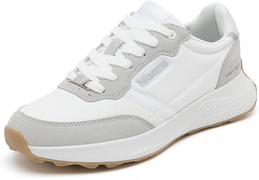 Sneakers for Women Lightweight Lace-Up Shoes for Women Non-Slip Artificial Leather TPR Outsole Walking Shoes Tennis Running Fashion Sneakers
(9, White)