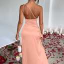 Memoriesea Women's Sexy One Shoulder High Split Cocktail Wedding Party Maxi Dress (Pink) M