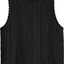 KIRUNDO Beach Vacation Clothes for Women Spring Summer Crochet Sweater Vest Tank Tops Cover Ups Resort Cruise Outfits 2025 (Medium, Black)