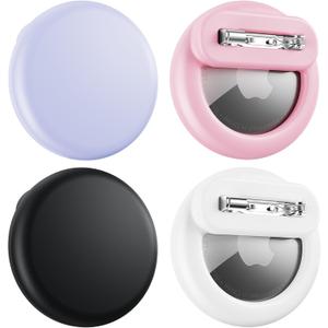 Compatible for Air Tags-4 Pack Apple Kids Hidden, Airtag Holder for Kid, AirTag Hidden Kids Holder with Invisible Pin, Anti Lost, for Children, Elderly, Luggage, Clothing (Black White Pink Purple)