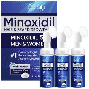 5% Minoxidil Foam for Men, Minoxidil for Men Foam, Minoxidil for Women Hair Growth with Biotin & Castor Oilfor Thicker, Fuller Hair, Fast-Absorbing Formula 180ML-3 Packs