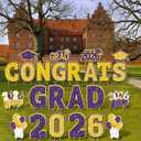 ANVAVO 2026 Congrats Grad Yard Signs Graduation Waterproof Decorations Graduation Yard Sign Decorations Grad Party Outdoor Lawn Decor with Stakes, Purple and Gold