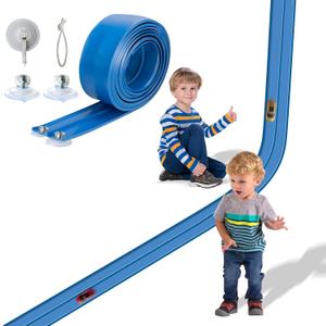 Flex Track 15 Ft Starter Set, Flexible Race Car Ramp Track for Ages 3 & Up with Suction Cups Compatible with Diecast 1/64th Cars (Racing Blue)