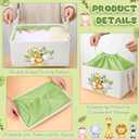 Pickmesh Baby Shower Storage Basket with Gift Bags Rectangular Ribbons Collapsible Canvas Storage Bin with Handles for Diaper Organizing Toy Home DIY Gift Basket, 13 x 9. 1 x 7. 1 Inch(Jungle Theme)
