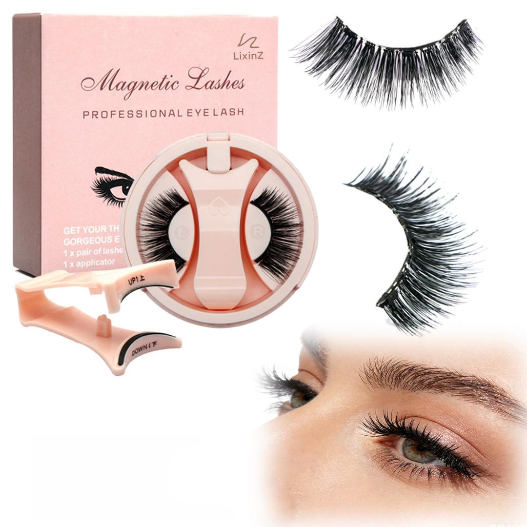 Magnetic Eyelashes Kit with Applicator Natural Look, Magnet lashes Pack Portable Reusable No Glue False Eyelashes Kit Easy to Wear Wispy Fluffy L11