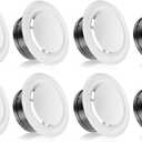 HG Power 6 Inch Soffit Air Vent Cover Adjustable - 8 Pack White ABS Round Ceiling Vent for Living Room, Attic, Bathroom, Kitchen Ventilation - Opening Size 5.66"