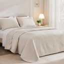 Exclusivo Mezcla Queen Quilt Bedding Set, Lightweight Brich Beige Quilts Queen Full Size for All Seasons, Soft Microfiber Bedspreads Coverlets Bed Cover with Leaf Pattern, 3 Piece