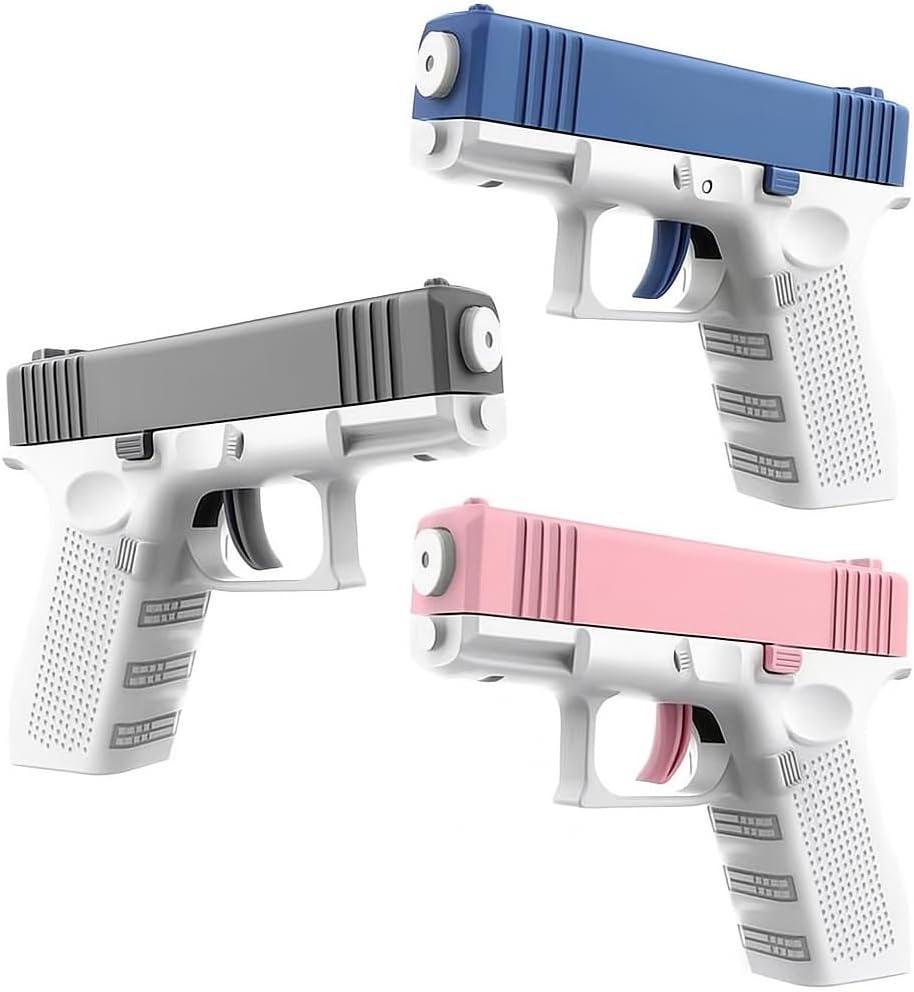 Slide Action Water Pistol, White with Colored Slides, Textured Grip (Multi Color)