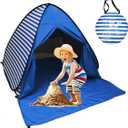 Pop Up Beach Tent Shade Sun Shelter UPF 50+ Canopy Cabana 2-3 Person for Adults Baby Kids Outdoor Activities Camping Fishing Hiking Picnic Touring(Dark Blue Stripes)