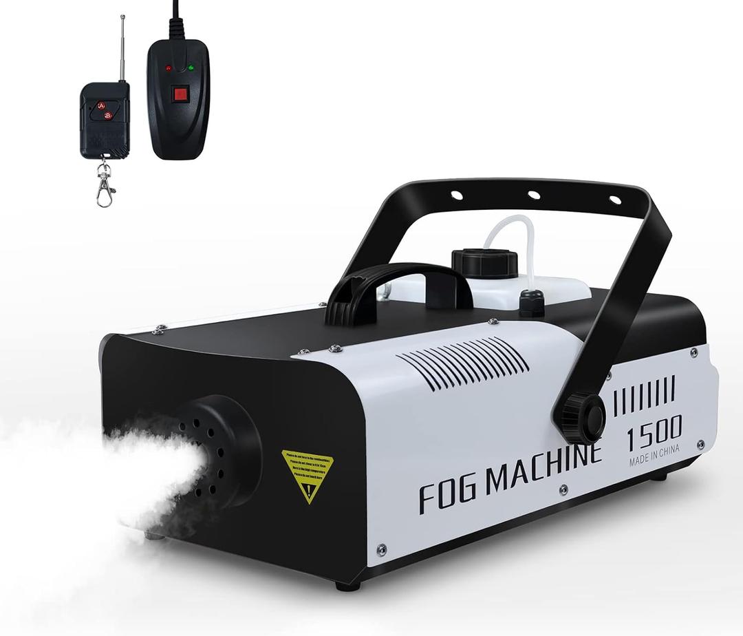 Fog Machine 1500 Watt and 16000 CFM Fog with with 2 Sets of Controllers, Professional Smoke Machine for DJ Stage Halloween Party Wedding Christmas
