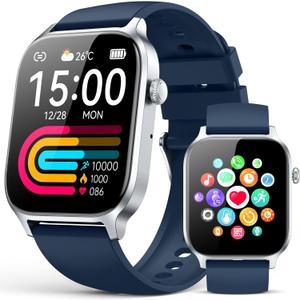 Smart Watches for Women Men, Fitness Tracker Watch with 110 Sports Modes, Step Counter/Sleep Monitor/Pedometer, IP68 Waterproof, Bluetooth Call & Music Control Smartwatch for iPhone/Android,Blue