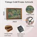 Gold Framed Canvas Wall Art Vintage Impressionist Rose Garden Pond Picture Wall Decor Rustic Farmhouse Floral Print Paintings Ideal for Living Room Bedroom Thoughtful gift and Home Decor 16x24 in