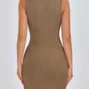 PRETTYGARDEN Spring Dresses for Women 2025 Sleeveless Bodycon Short Work Tank Dress Summer Casual Ribbed Mini Sundresses (Medium, Light Khaki)