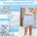Wrap Skorts for Women, Casual Beach Mini Skirt with Silk 27" Square Scarf, Boho Beach Cover Ups for Swimwear (4-5, Blue)