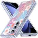 Magnetic Case for Galaxy Z Fold 5, Slim Anti-Yellow Hard PC Protective Soft TPU Bumper Shockproof Cute Case with Flowers, Hawaiian Flower(10-95)