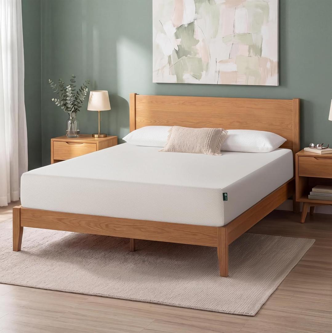 Zinus 12 Inch Queen Green Tea Memory Foam Mattress [New Version], Fiberglass Free, Medium Firm Feel, Zoned Pressure Relief, Certified Safe Foams & Fabric, Mattress in A Box