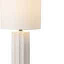 Globe Electric 65922 20" Table Lamp, Ribbed Concrete Finish, White Linen Shade