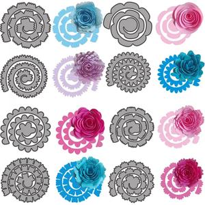 8Pcs 3D Flowers Spiral Metal Cutting Dies for Card Making DIY Scrapbooking Embossing Stencil Die Cuts Punch Template Mould Arts Crafts Metal Cutting Dies for Paper Crafting Handmade Crafts