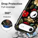 PIXIU Unique Flower Pattern Compatible with iPhone Air 6.5 inch case,Heavy Duty Dual Layer Shockproof Full-Body Protective Sturdy Hybrid Cute Rugged Case for Women,Girls,Kids-Black Peonies (A13)