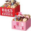 2-Pack Wooden Heart Candy Dish, Hugs and Kisses Red & Pink Wood Snack Bowl Serving Tray, Mini Sweetheart Treat Holder for Mother's Day, Wedding Candy Buffet, Bridal Shower, Tiered Tray