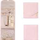 BAGSMART Travel Jewelry Organizer Case Foldable Jewelry Roll for Journey Rings, Necklaces, Earrings, Bracelets,Mini,Light Pink (Small)