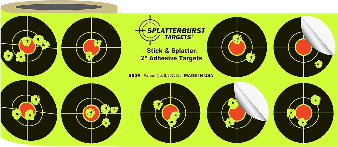 Splatterburst Targets - Roll of (510) 2 Inch Stick & Splatter Self Adhesive Shooting Target Stickers - Gun - Rifle - Pistol - Airsoft - BB Gun - Pellet Gun - Air Rifle - Made in USA
