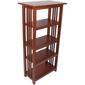 Alaterre Furniture Mission Book Shelf-4 Tier Bookcase with Adjustable Shelves for Living Room or Home Office, 48-Inch, Cherry