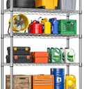 IZEUK 5-Tier Storage Shelving Unit with Wheels, Adjustable Heavy Duty Steel Wire Rack Organizer (Chrome, 17.7" D x 47.2" W x 76.7" H, 1750 lbs Capacity) for Garage, Kitchen, Pantry, Laundry, Basement