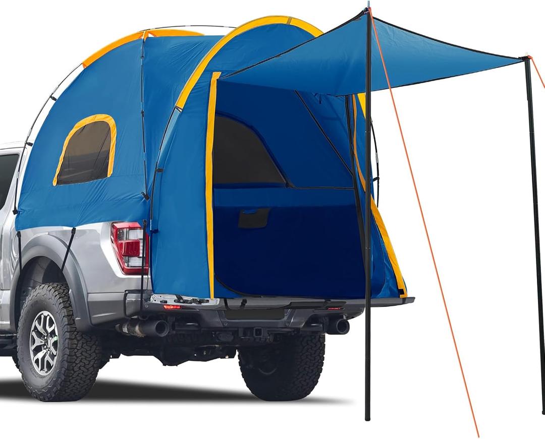 Pickup Truck Tent with Awning Shade,Waterproof PU5000mm Oxford for 5.5-6.3 FT Truck Bed for Camping Travel Outdoor Activities for Chevy Silverado 1500,Ram 1500/Dakota,F150,GMC 1500,Titan,Tundra (blue)