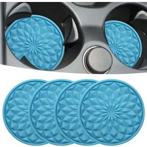 3 x Car Cup Coaster, Universal Automotive Waterproof Non-Slip Cup Holders Sift-Proof Spill Holder Car Interior Accessories 4 Pack Blue