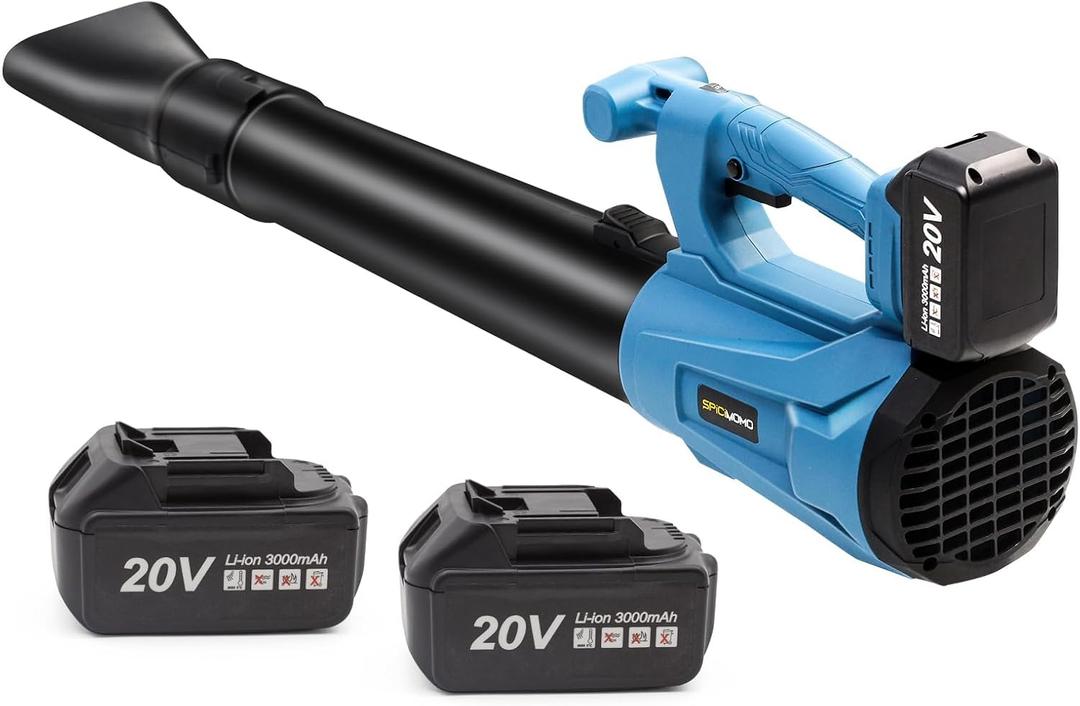 SPICIMOMO Leaf Blower Cordless for Lawn Care- Powerful Electric Blowers with Battery and Charger (2 Pack), 420 CFM, Portable Handheld Leaf Blowers for Garde