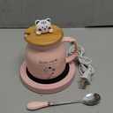 Coffee Mug Warmer, Best Mom Ever Mug, Cute Cat Mug Set, Cup Warmer for Desk, Gifts for Women, Pink Heated Warmer for Mom Home Office Christmas Birthday Gifts