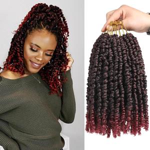 Pre-twisted Ombre Burgundy Passion Twist Hair 10 Inch 8 Packs Short Passion Twist Crochet Hair Bohemian Pre Looped Crochet Braids for Black Women Kids and Girls (10 Inch,T1B/Bug,8 Packs)